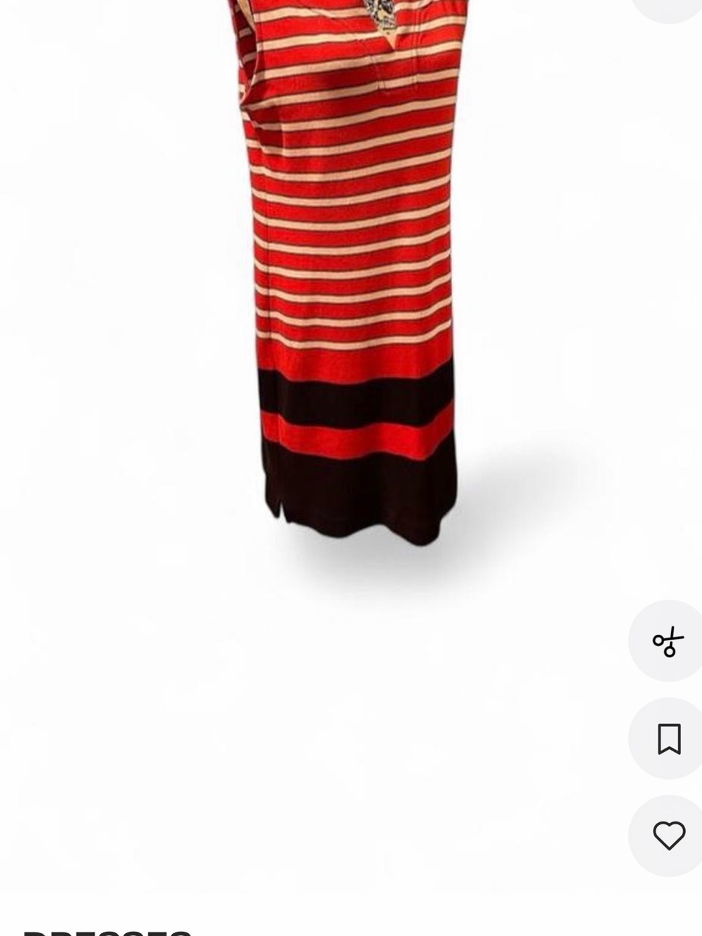 Striped Red and Cream Knit Midi Skirt